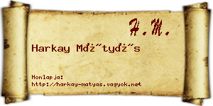Harkay Mátyás névjegykártya